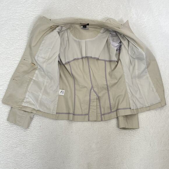 Express Jacket Women's Collared Utility Button Front Cotton Blend Beige Size 10 - Picture 6 of 9